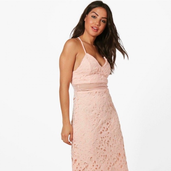 boutique lace midi skater dress